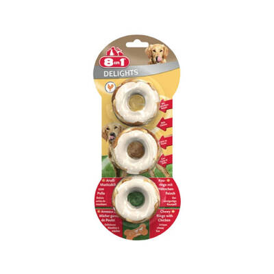 8 In 1 Delights Rings Tavuklu Köpek Çiğneme Halkaları 3´Lü 119 Gr