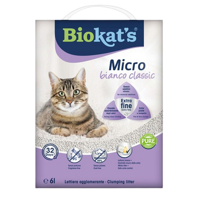 Biokats Micro Bianco Classic Kokusuz Topaklanan Doğal Kedi Kumu 6Lt