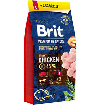 Brit Premium By Nature Adult L Büyük Irk Tavuklu Yetişkin Köpek Maması 15+3 Kg Hediyeli