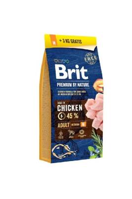 Brit Premium By Nature Adult M Orta Irk Tavuklu Yetişkin Köpek Maması 15+3 Kg Hediyeli