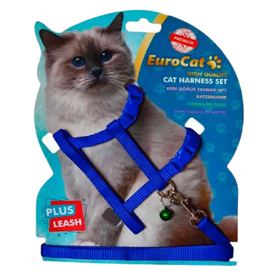 Eurocat Kedi Göğüs Tasması Düz Mavi