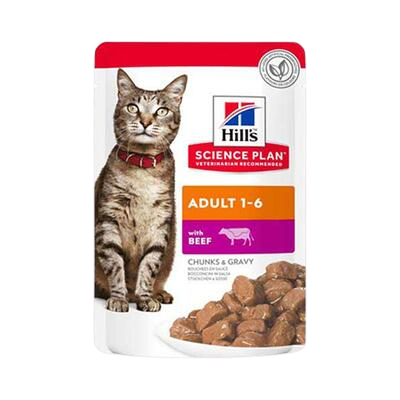Hill's Chunks & Gravy Biftekli Yetişkin Kedi PouchYaş Maması 85 gr