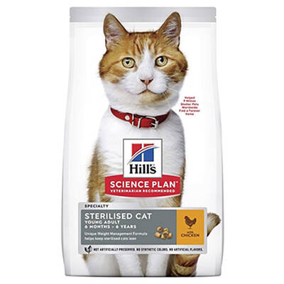 Hills Young Adult Sterilised Tavuklu Kısırlaştırıımış Yetişkin Kuru Kedi Maması Maması 3 Kg