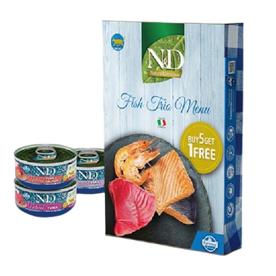 N&D Fish Trio Menu Balıklı Yetişkin Kedi Konserves 6x70 gr