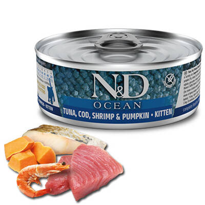 ND Ocean Morina & Karides Balkabağı Yavru Kedi Konservesi 80 Gr