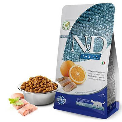 N&D Ocean Pumpkin Ringa Balıklı Bal Kabaklı ve Portakallı Tahılsız Yetişkin Kedi Maması 5 Kg