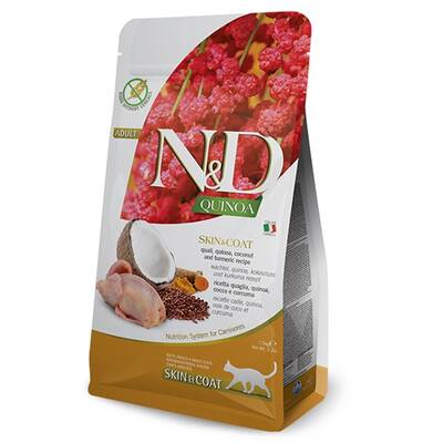 ND Quinoa Skin Coat Bıldırcın Yetişkin Kedi Maması 1.5 kg