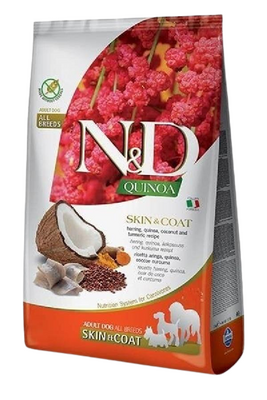 N&D Quinoa Skin&Coat Ringa Balıklı Kinoalı Hindistan Cevizli Tahılsız Yetişkin Köpek Maması 7 Kg