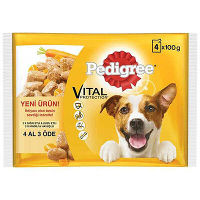 Pedigree Multipack Karışık Çeşit Yetişkin Köpek Konservesi 100gr (4'lü)