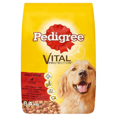 Pedigree Sığırlı ve Kümes Hayvanlı Yetişkin Köpek Maması 8,4 Kg