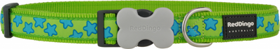 Reddingo Lime Üzerine Turkuaz Yıldızlı Köpek Boyun Tasması L 25mm 41-63 cm