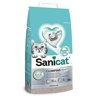 Sanicat Clumping White Cotton Fresh Oksijen Kontrol Süper Topaklanan Kedi Kumu 10 Lt