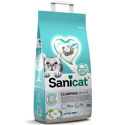 Sanicat Clumping White Kokusuz Süper Topaklanan Beyaz Kedi Kumu 20 Lt