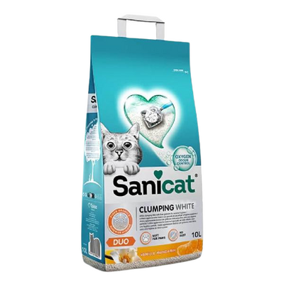 Sanicat Duo White Vanilya Mandalin Kokulu Topaklann Kedi Kumu 10 Lt